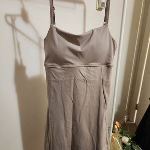 Elegant Taupe Sleeveless Dress